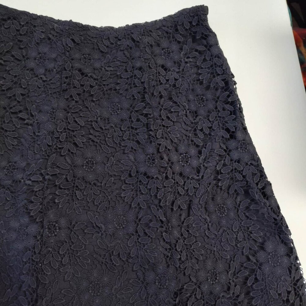 Garnet Hill BLACK Lace-Overlay, A-Line skirt, Size 10 - Picture 5 of 14